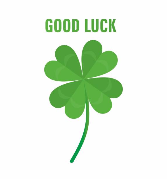 ilustrações de stock, clip art, desenhos animados e ícones de four leaf clover, symbol for luck with text. - four leaf clover clover luck leaf