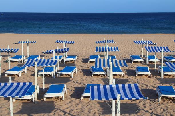 istock Beach chairs, Portugal 1244970973