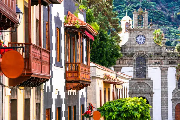 Photo of Canary isands travel and landmarks. Teror - most beautiful traditional town of Grand Canary (Gran Canaria).