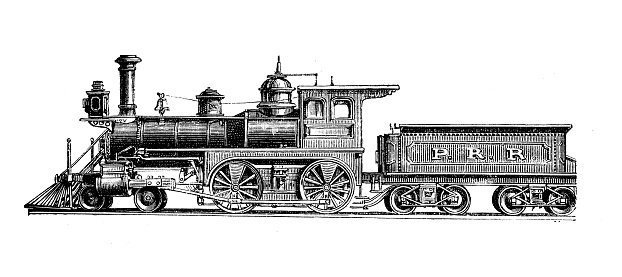 Antique illustration: Locomotive train