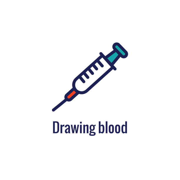 illustrazioni stock, clip art, cartoni animati e icone di tendenza di icona di analisi del sangue e lavoro che mostra un aspetto del processo di estrazione del sangue - bloodwork