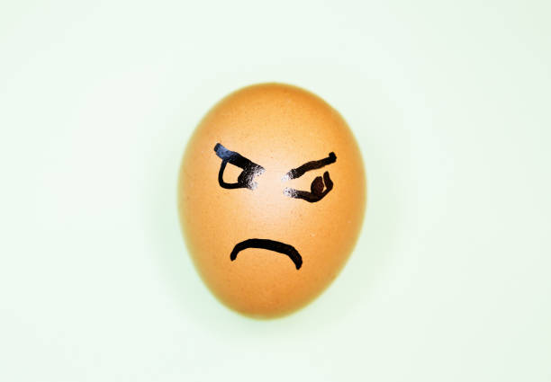 istock Face drawn on egg scowls in anger and dissatisfaction 1245032248