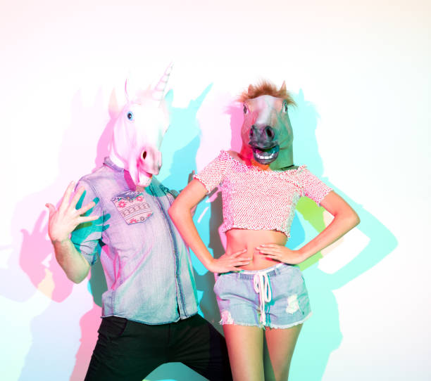 istock Female hipster wearing mask - disguise 1245041749