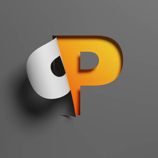Curl paper font 3d rendering letter P