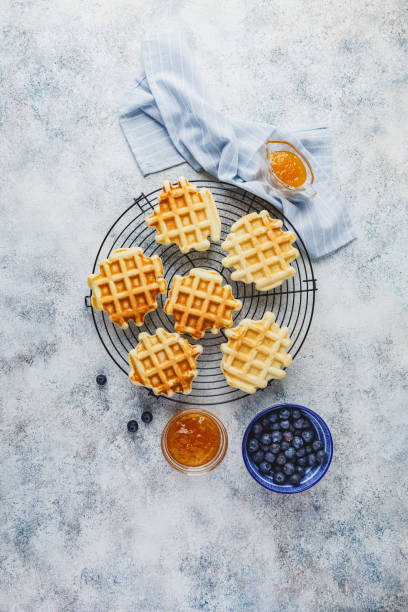 istock Home made Belgian waffles served with berries 1245057218