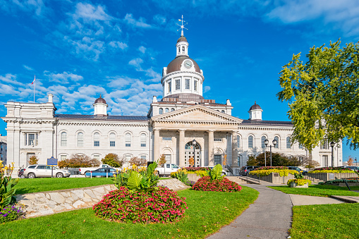 The City Hall in downtown Kingston Ontario Canada on a sunny day.