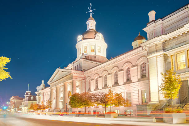 istock City Hall in downtown Kingston Ontario Canada at night 1245066094