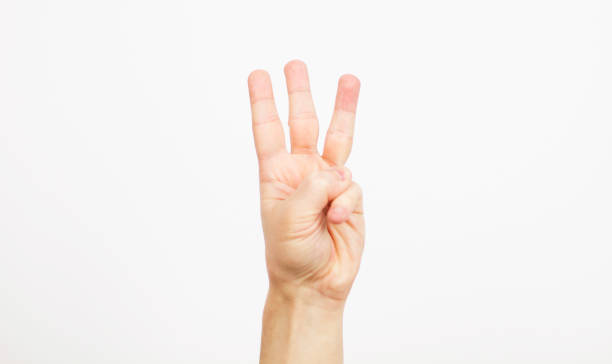 istock hand is showing three fingers isolated on white background 1245071989