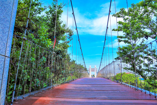istock Suspended wooden pedestrian bridge 1245073151