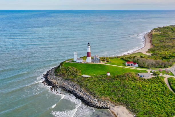 farol de montauk - long island, nova iorque - the hamptons long island lighthouse - fotografias e filmes do acervo