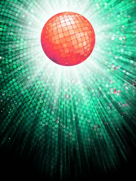 Vector illustration of Red disco ball on light mosaic detail. EPS 10