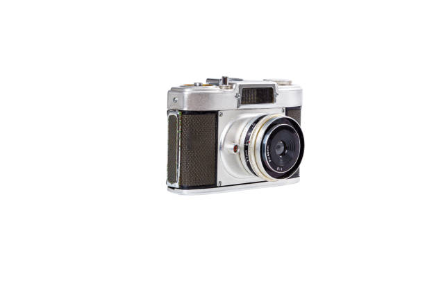 istock Old Film 35mm with Lens 40 MM Camera Half Frame on Isolated Background. 1245102061