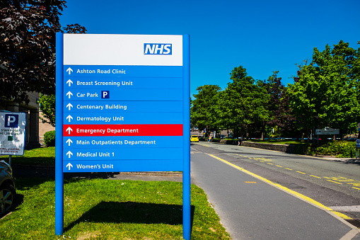 Lancaster Uk 30 May 2020 lnformation signs and directions outside Lancaster Royal Hospital