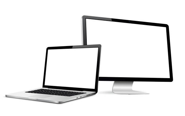illustrations, cliparts, dessins animés et icônes de affichage réactif d’ordinateur de conception web avec l’ordinateur portable isolé - utiliser lordinateur