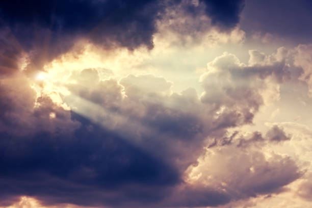 istock Colorful sunset and dark ominous clouds. 1245145409