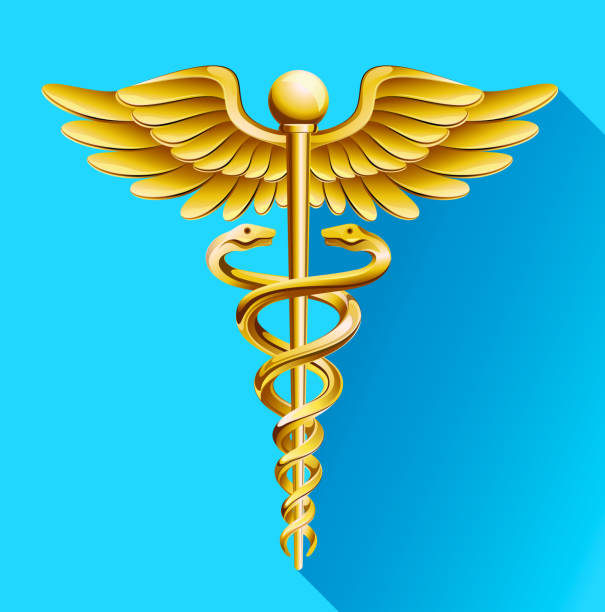 istock Vector illustration of Caduceus medical symbol in in cut shadow style. 1245151514