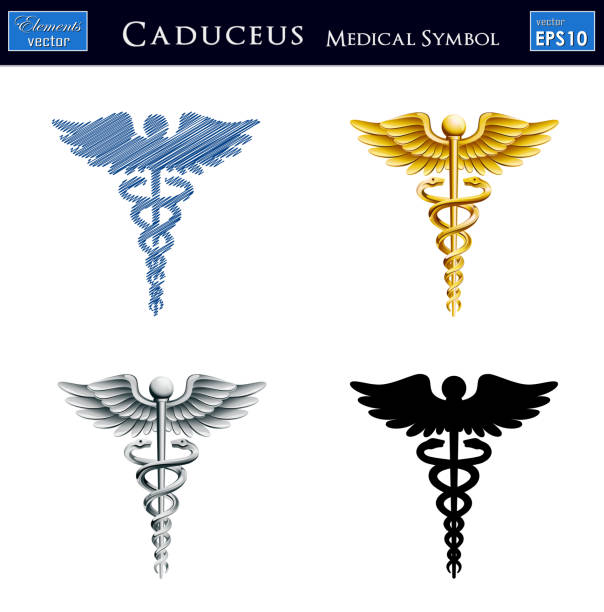 Caduceus medical symbol/ emblem. Vector illustration of Caduceus medical symbol in 4 different Styles. Easy to edit. Premium quality. caduceus medical symbol backgrounds stock illustrations