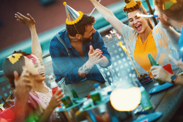 istock Rooftop birthday party on a summer afternoon. 1245188403