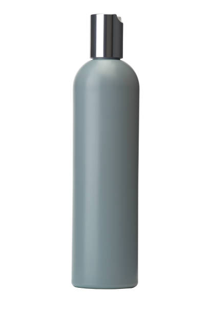 istock Blank Gray plastic cosmetics or shampoo bottle isolated on white background, no label 1245188925