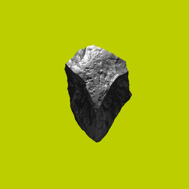 istock stone or rock in space on a green background, 3D rendering 1245216048
