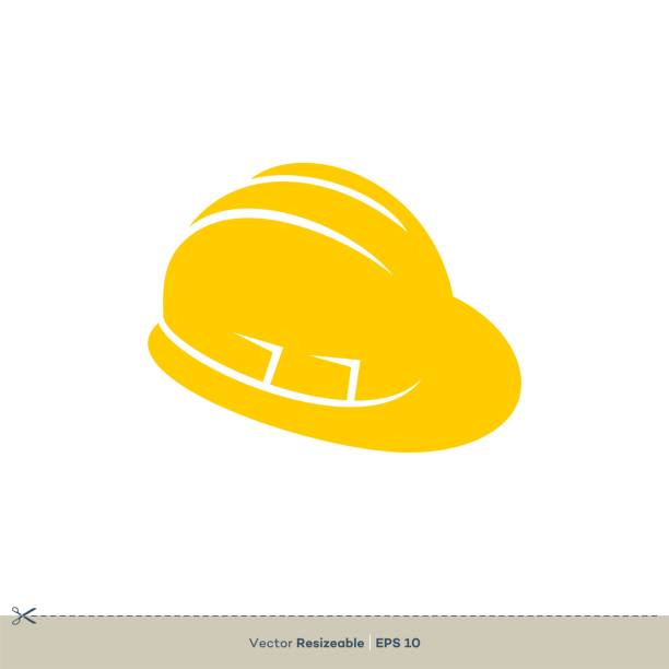 ilustraciones, imágenes clip art, dibujos animados e iconos de stock de diseño de ilustración de la plantilla del logotipo vectorial del casco de seguridad amarillo. vector eps 10. - hard hat