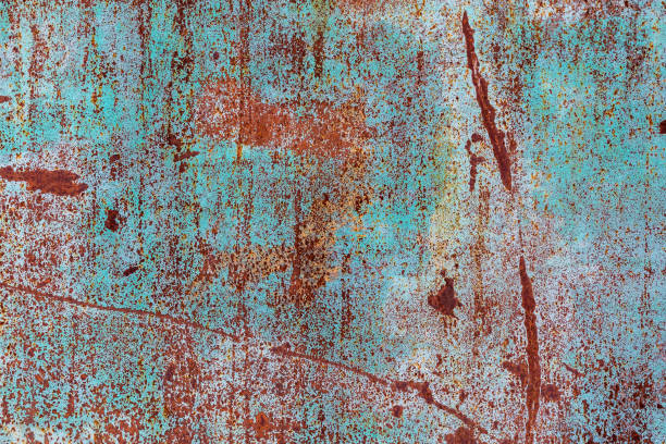 istock flat rusted metal sheet with peeling white and blue paint 1245224527
