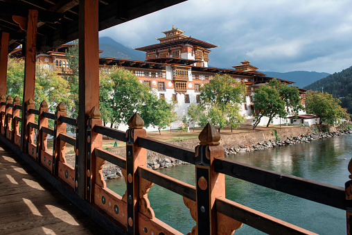 exterior views of Punakha Dzong, one of Bhutan's most iconic monasteries