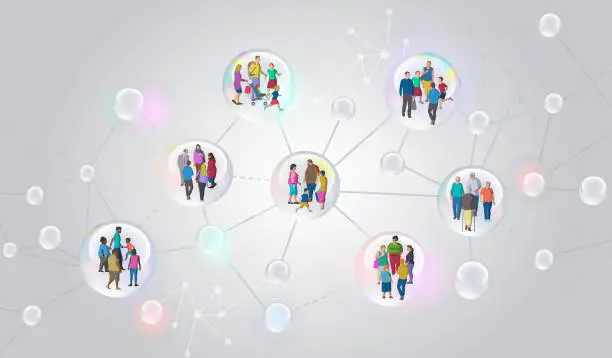 Vector illustration of Covid-19 Social Bubble or Family Group