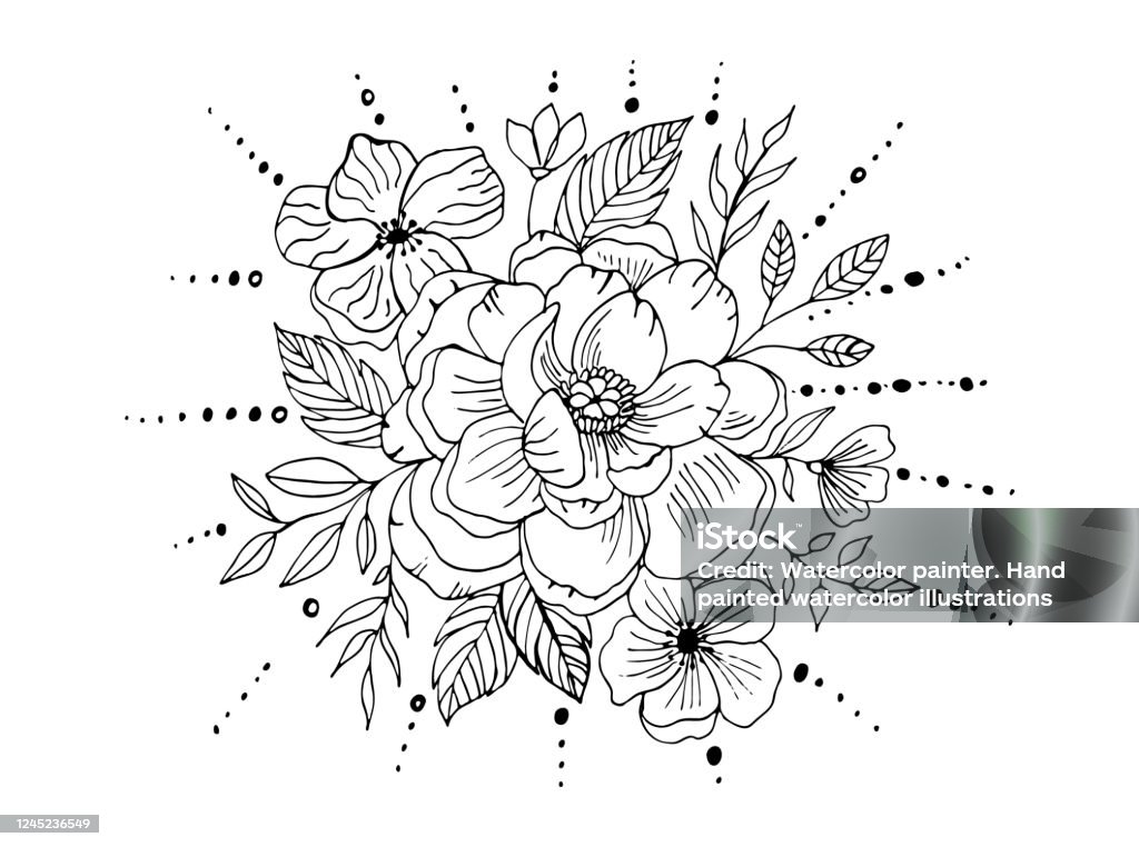 Bó Hoa Mẫu Đơn Vẽ Tay Với Hoa Và Lá Phác Thảo Hình Minh Họa Hoa Vector Bản  Vẽ Bút Mực Thực Vật Cho Trang Trí Hiện Đại Thẻ Logo Hình Xăm