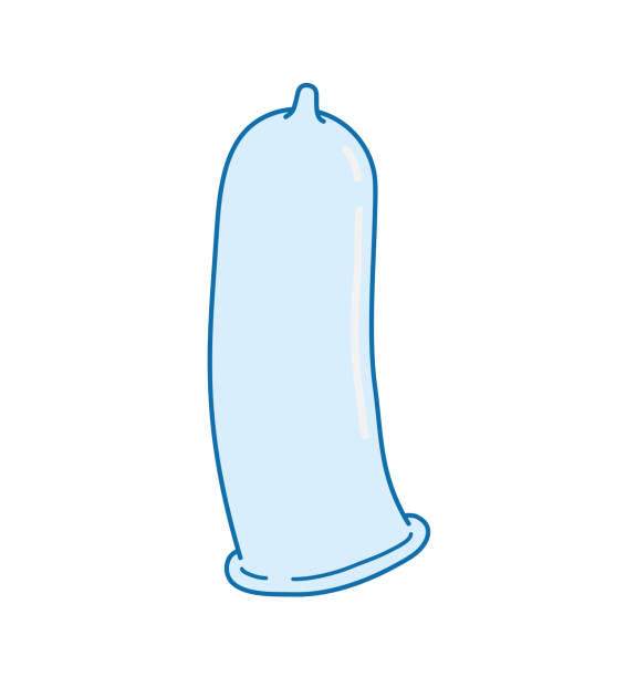성병 예방을 위한 콘돔의 손으로 그린 벡터 일러스트 - condom sex sexually transmitted disease aids stock illustrations