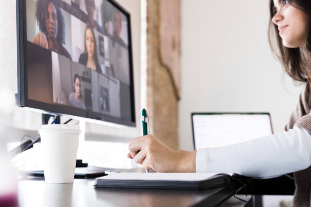 istock Employees have brainstorming session via video conference 1245239333