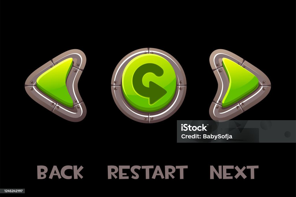 Vector Isolated Ui Metal Buttons Return Next Back Stock Illustration ...