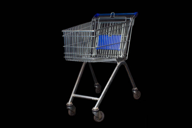 istock Empty From the supermarket trolley over a plain on a black background. 1245270995
