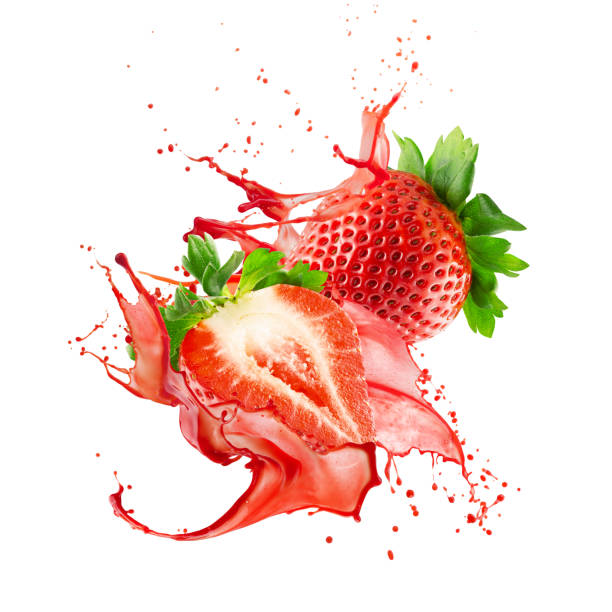 istock strawberries in red juice splash on a white background 1245271118