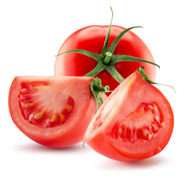 istock tomato with slices isolated on a white background 1245277205