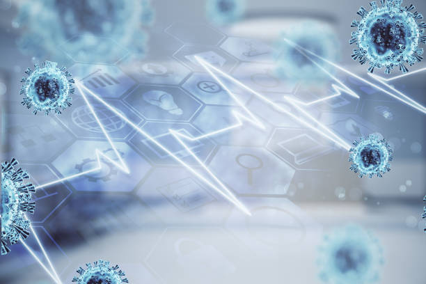 istock Blue germ virus bacteria 2019-nCov and pulse trace. 1245278605