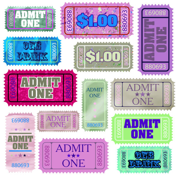 ilustrações de stock, clip art, desenhos animados e ícones de set of ticket admit one. eps 8 - ticket ticket stub park fun