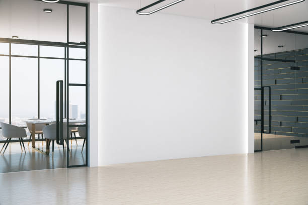 istock Modern meeting office with blank white wall 1245292166