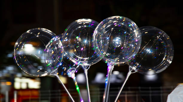 istock In the black gleam the transparent spheres 1245292702