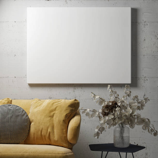 istock Home interior mock up poster in Scandinavian interior. 1245321676