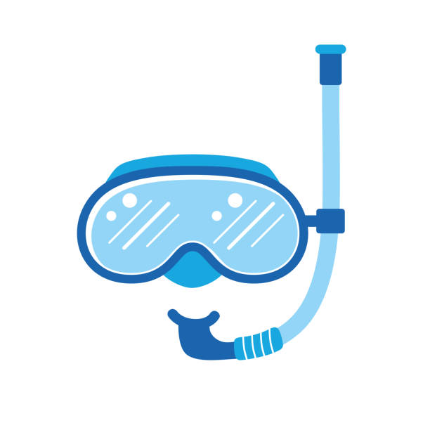 dalış maskesi ve şnorkel simgesi - yüzücü gözlüğü stock illustrations