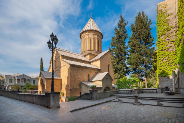 View of Sioni Cathedral of Dormition in Old Town Tbilisi, Georgia stock photo
