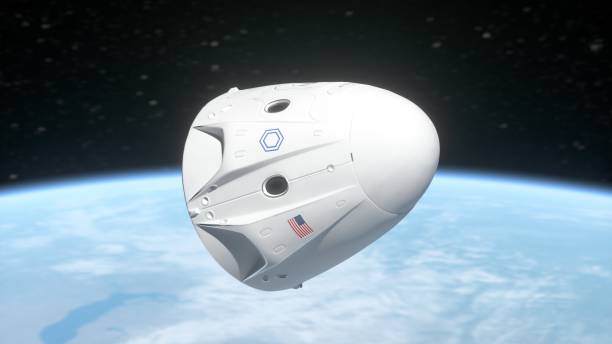 istock USA space exploration technologies concept illustration. Cargo spaceship 1245332710