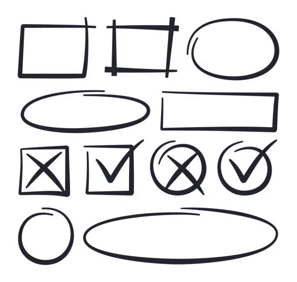 Vector illustration of Circle Checkmark Editing Drawn Lines