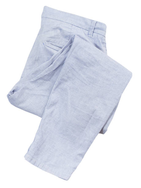 istock Ligt blue pants isolated on white background, folded pants top view, fashion cloth element flatlay 1245371225