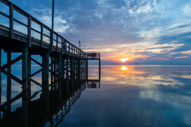 istock Beautiful summer sunset on Mobile Bay 1245374379
