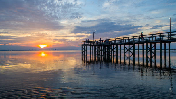 istock Beautiful summer sunset on Mobile Bay 1245374891