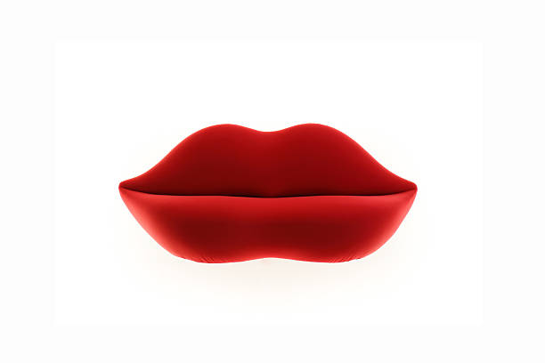 Huge red lips with clipping path stock photo