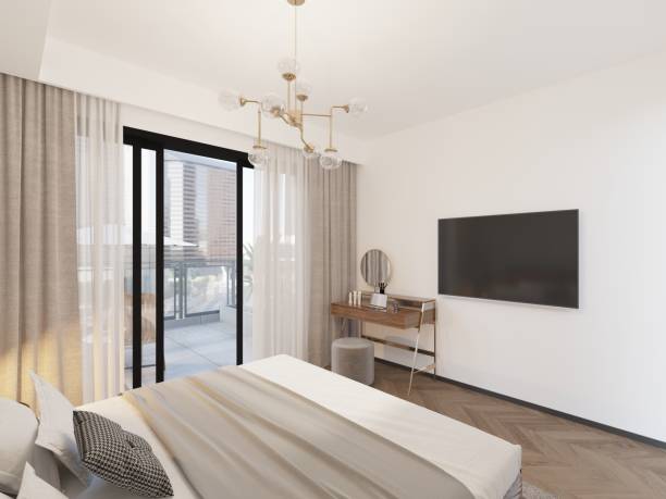 istock 3D Render of bedroom in luxury hotel 1245411094