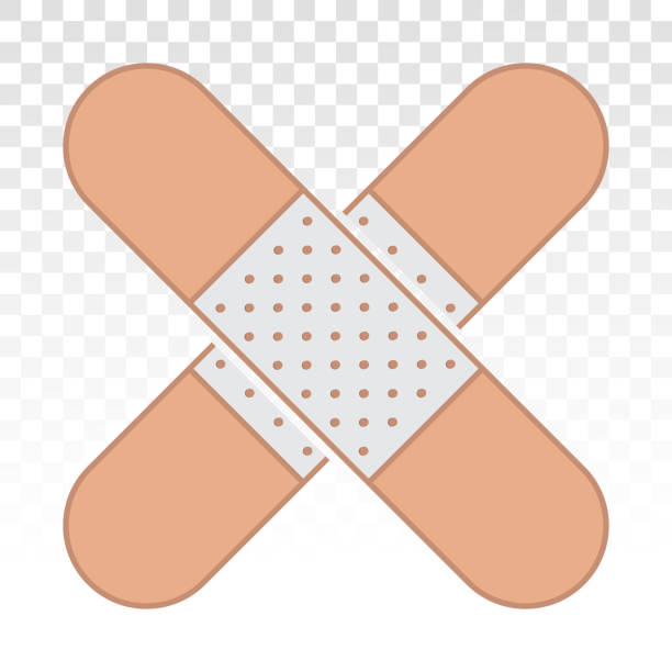 ilustrações de stock, clip art, desenhos animados e ícones de sticking plaster / bandage flat icon for app and website - bandage wound first aid gauze